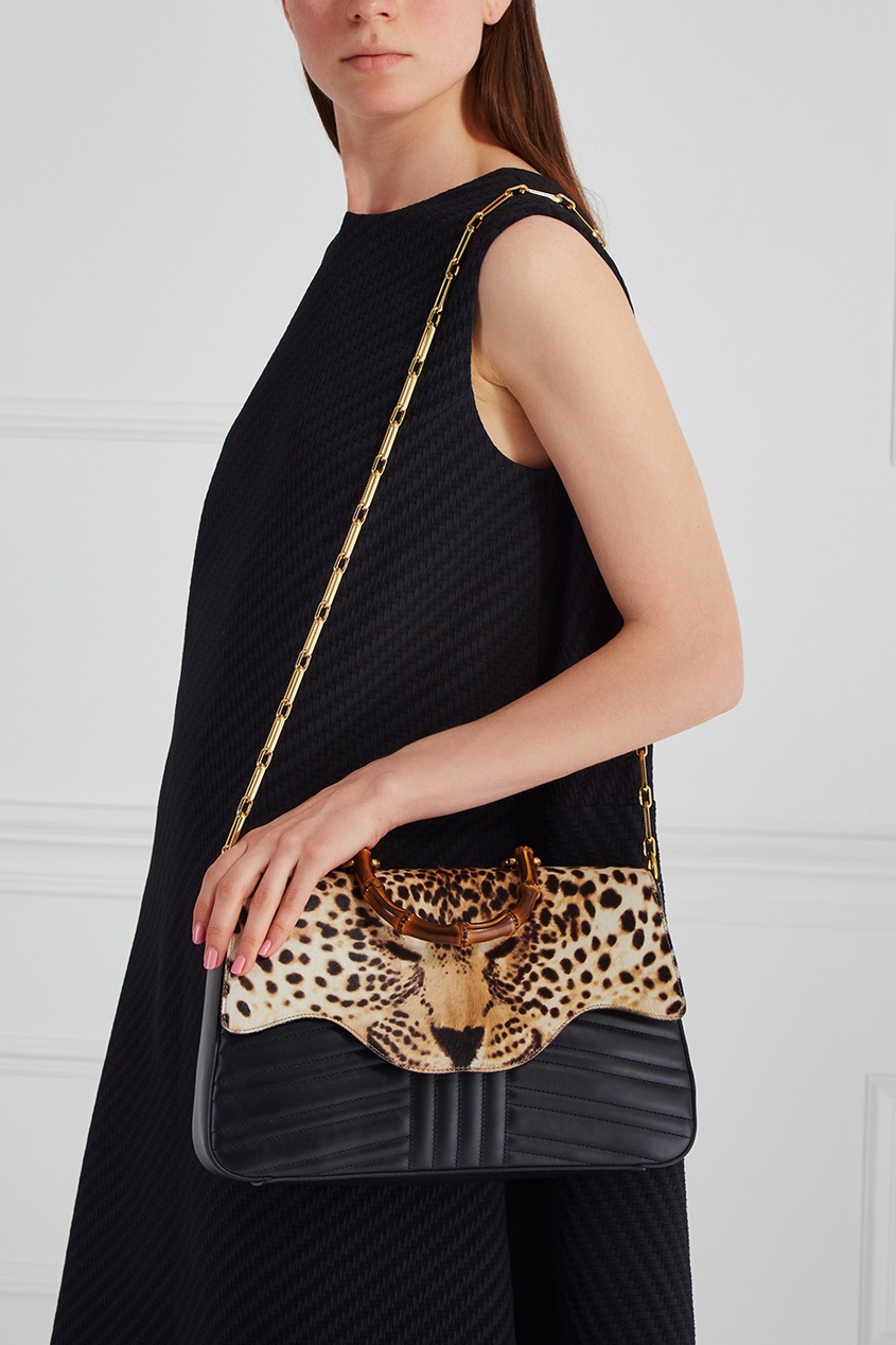 фото Кожаная сумка leopard gucci