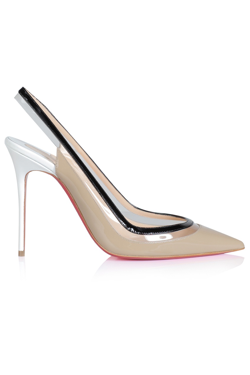 фото Туфли из кожи и пластика paulina sling 100 Christian louboutin