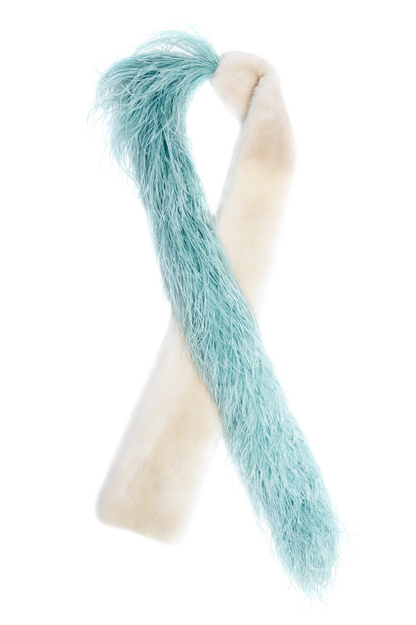 фото Шарф из меха норки и перьев страуса Prada