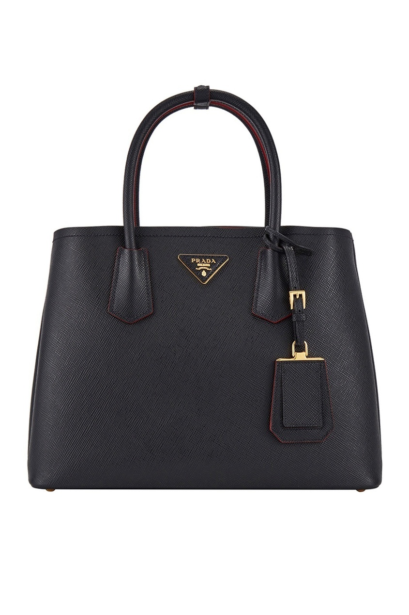 Черная кожаная сумка Double Bag от Prada