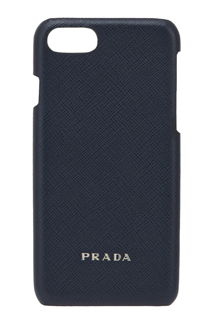 фото Кожаный чехол темно-синего цвета для iphone 7 prada