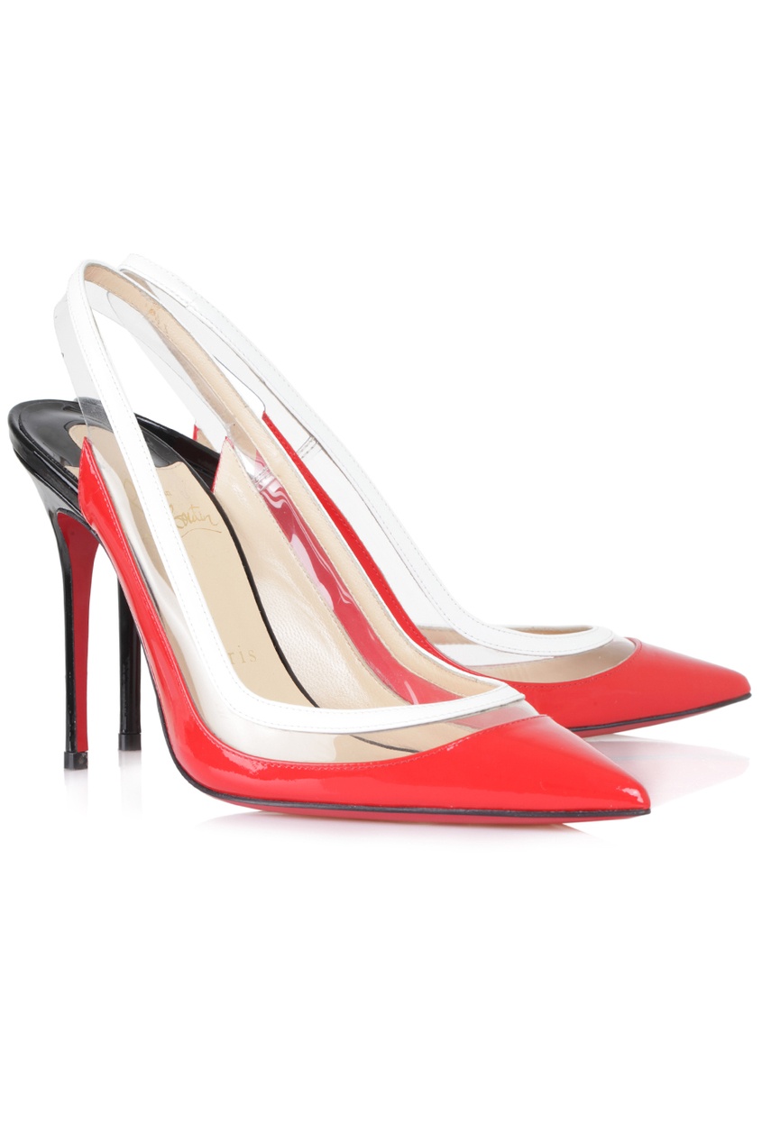 фото Кожаные туфли Paulina Sling 100 Patent/PVC Christian louboutin