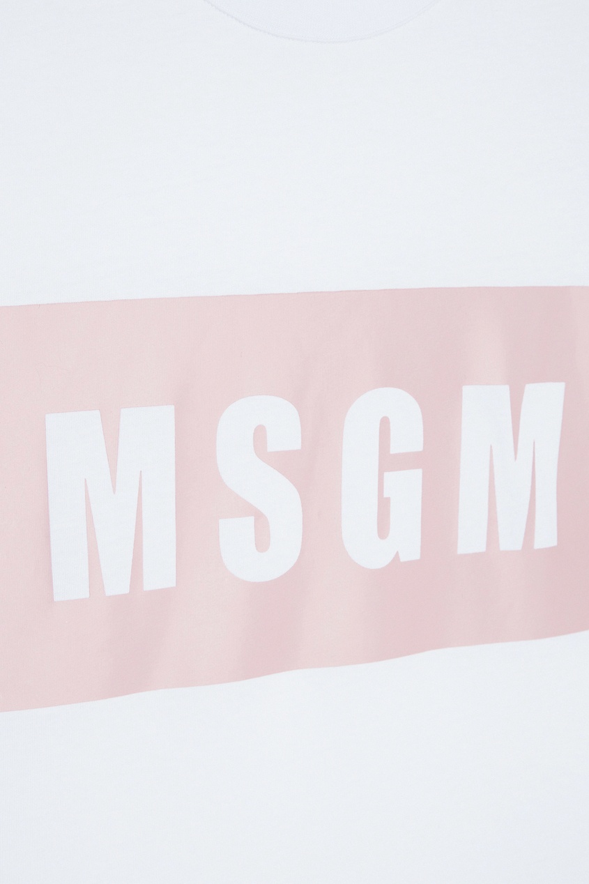 фото Хлопковая футболка белая с логотипом msgm