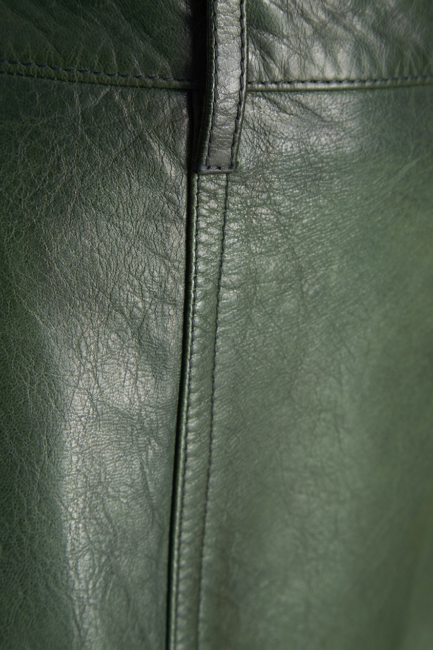 фото Зеленая кожаная юбка Prada