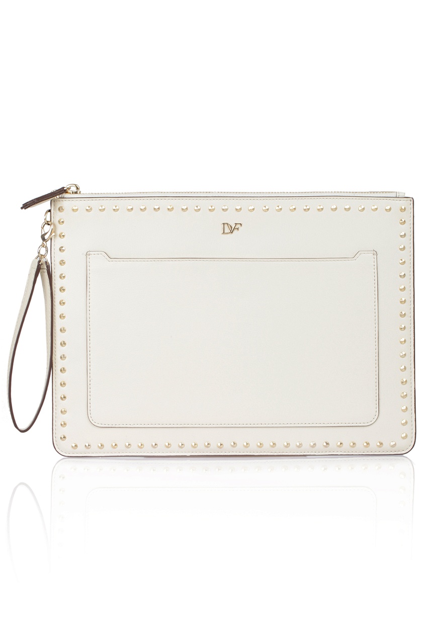 фото Кожаный клатч Zip and Go Pouch Studded Leather Diane von furstenberg