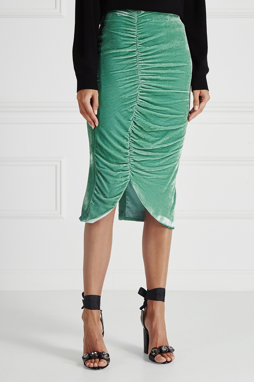 зеленая бархатная юбка