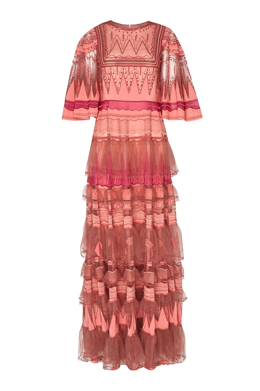 Платье с воланами и вышивкой