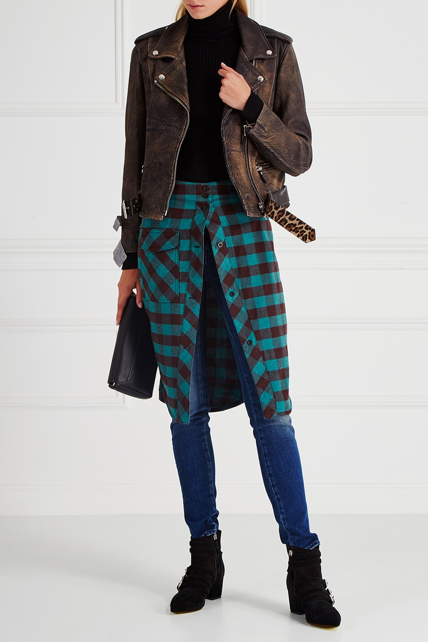 Golden Goose Deluxe Brand Джинсы с клетчатой деталью Golden Goose Deluxe Brand Джинсы с клетчатой деталью