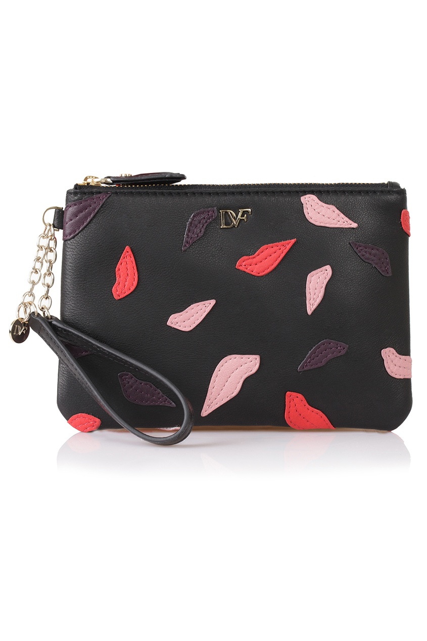 

Кожаный кошелек Lips Applique Wristlet, Черный, Кожаный кошелек Lips Applique Wristlet