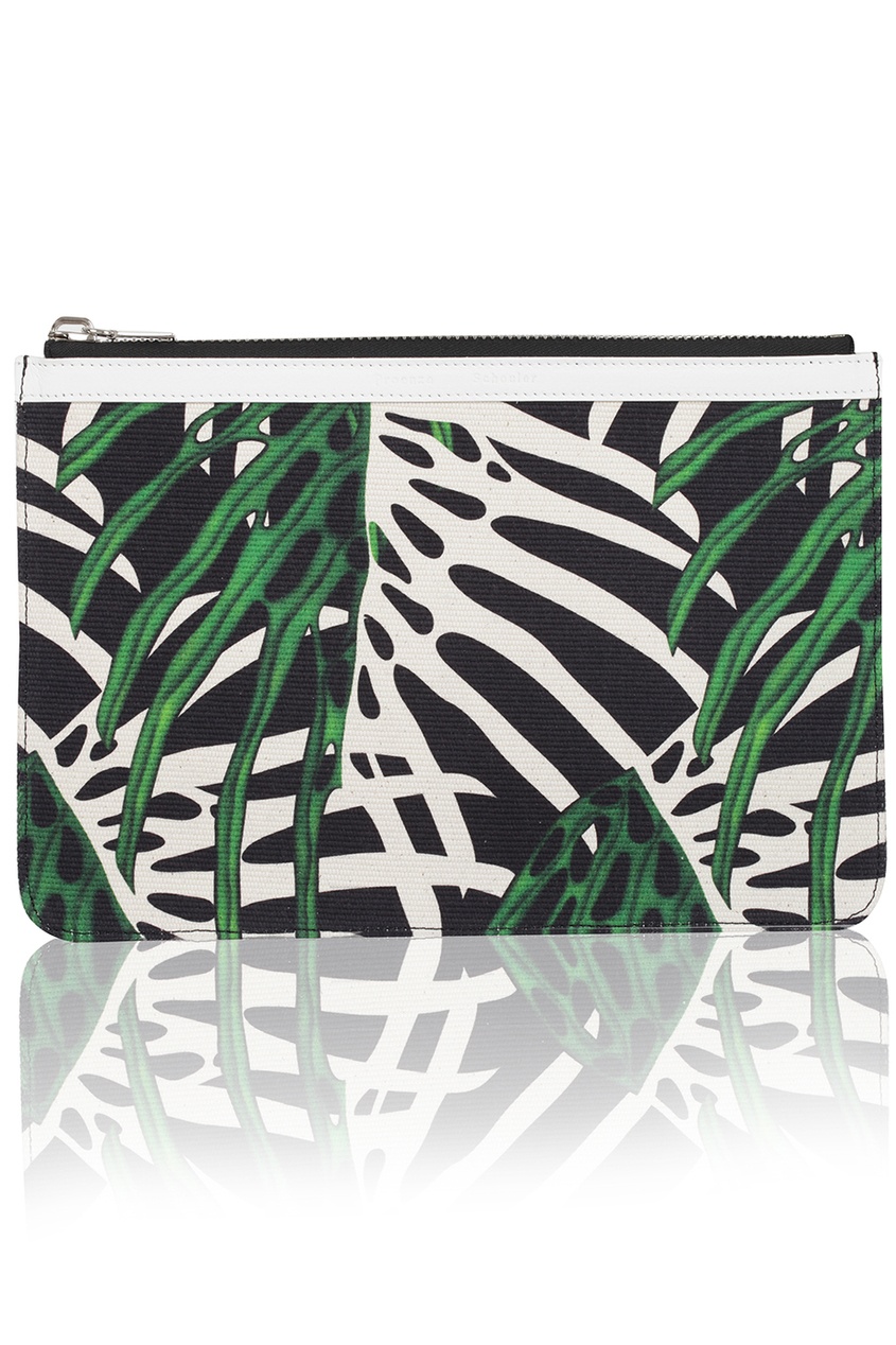 фото Клатч из кожи и хлопка medium zip pouch Proenza schouler