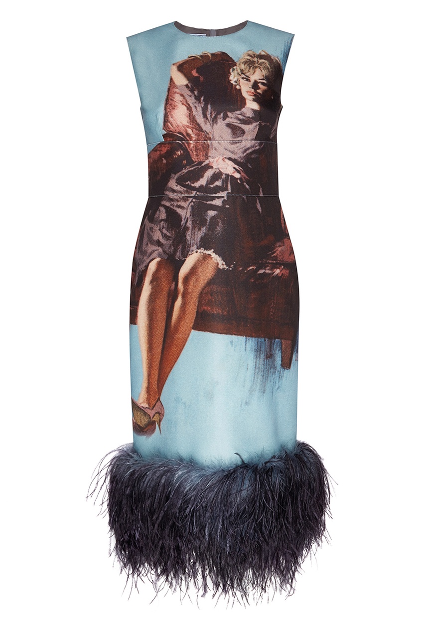 фото Платье из шерсти и шелка Prada