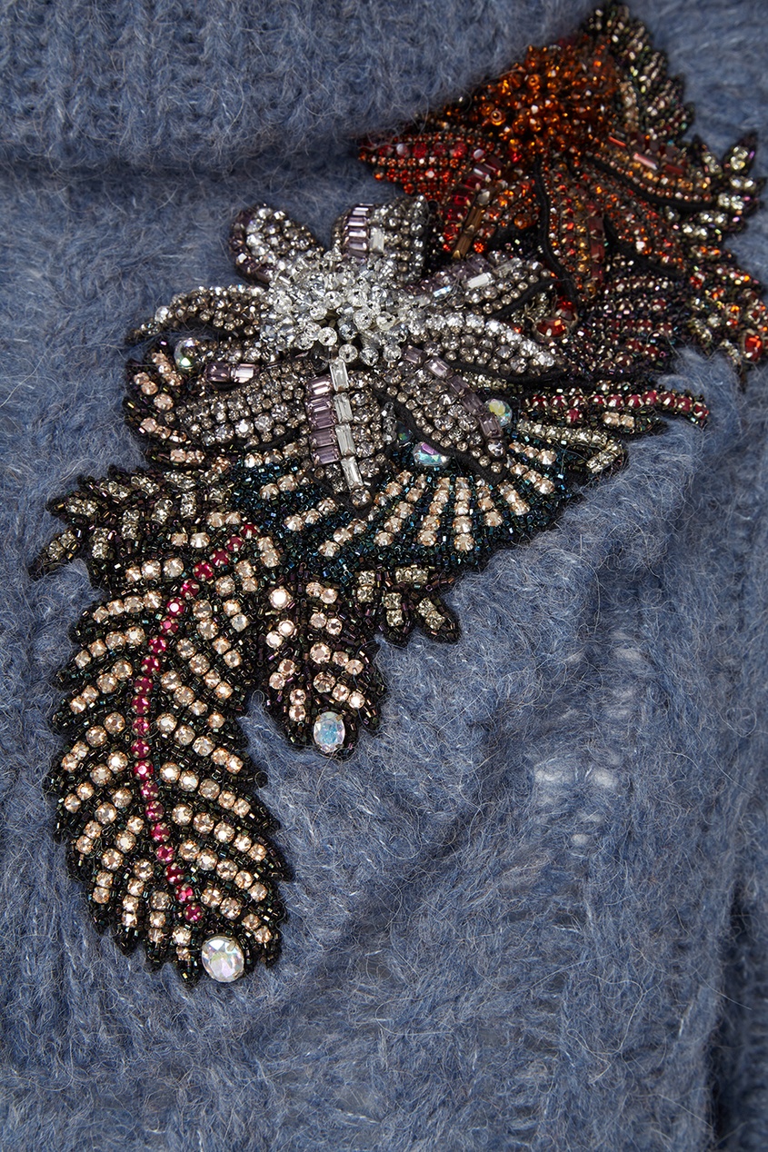 фото Вязаное платье с вышивкой кристаллами miu miu