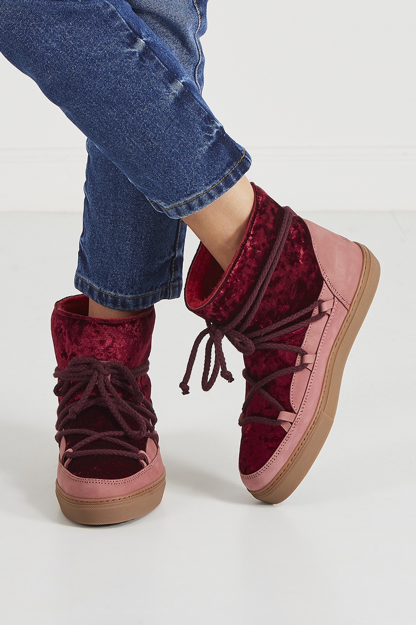 фото Бордовые ботинки-луноходы с бархатом inuikii