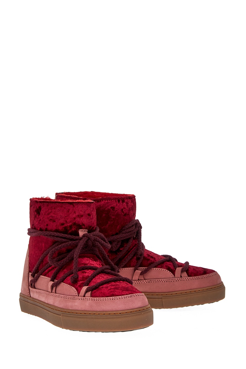 фото Бордовые ботинки-луноходы с бархатом inuikii