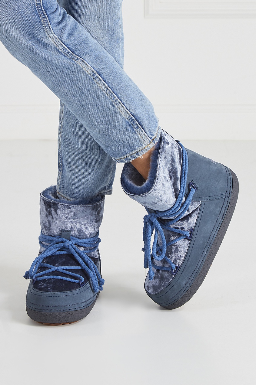 фото Голубые ботинки-луноходы с бархатом inuikii