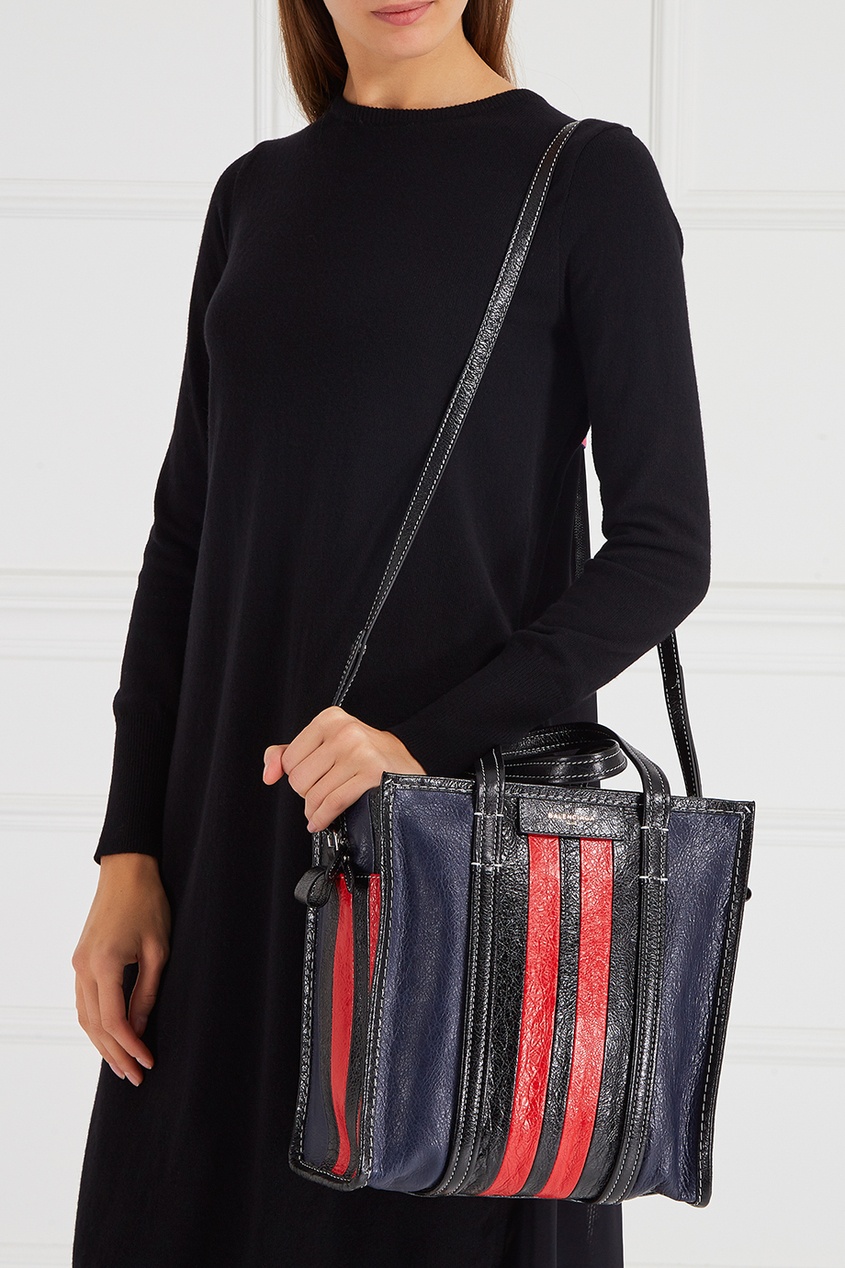 фото Кожаная сумка с полосками Bazar Shopper S Balenciaga