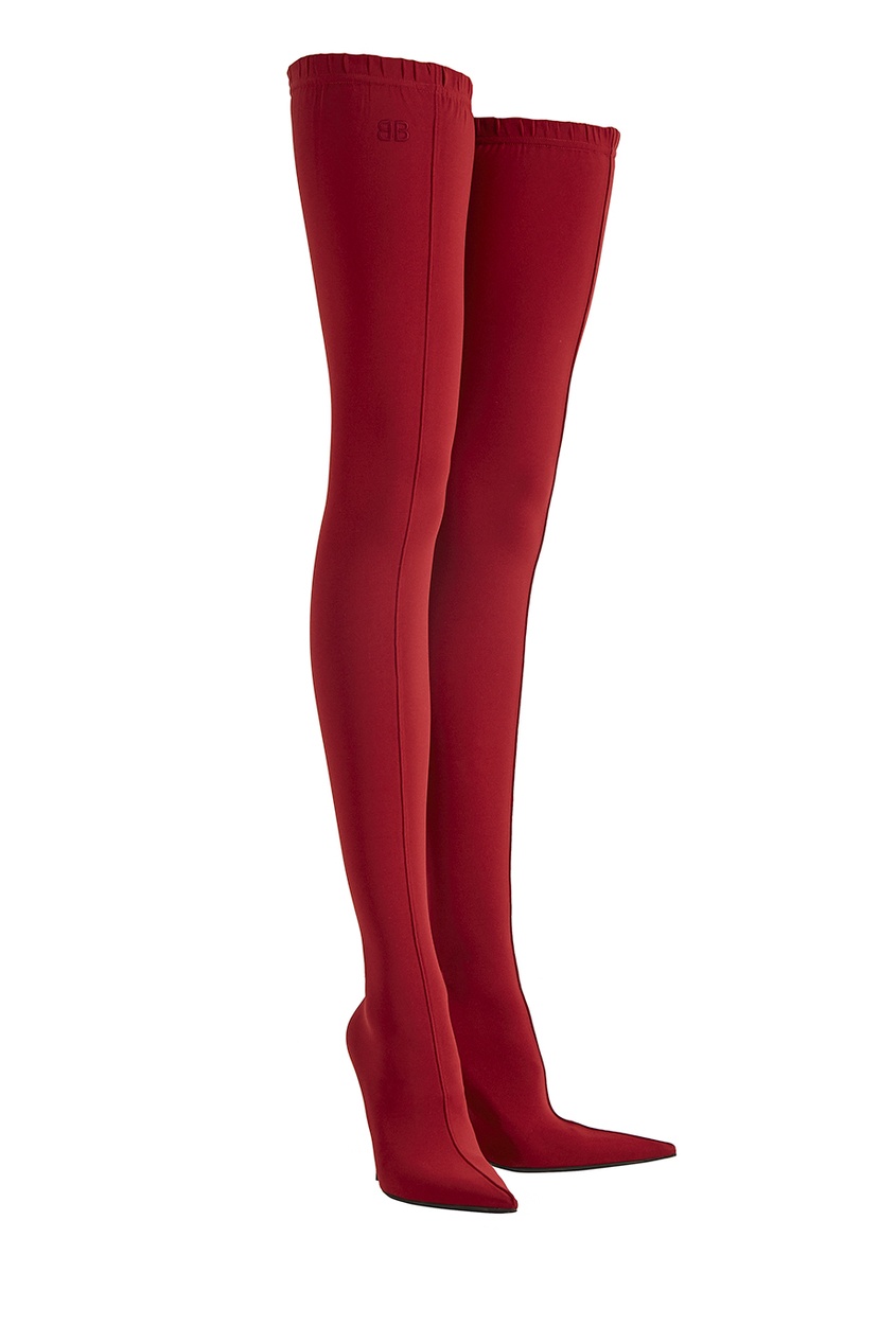 фото Красные ботфорты-чулки Balenciaga