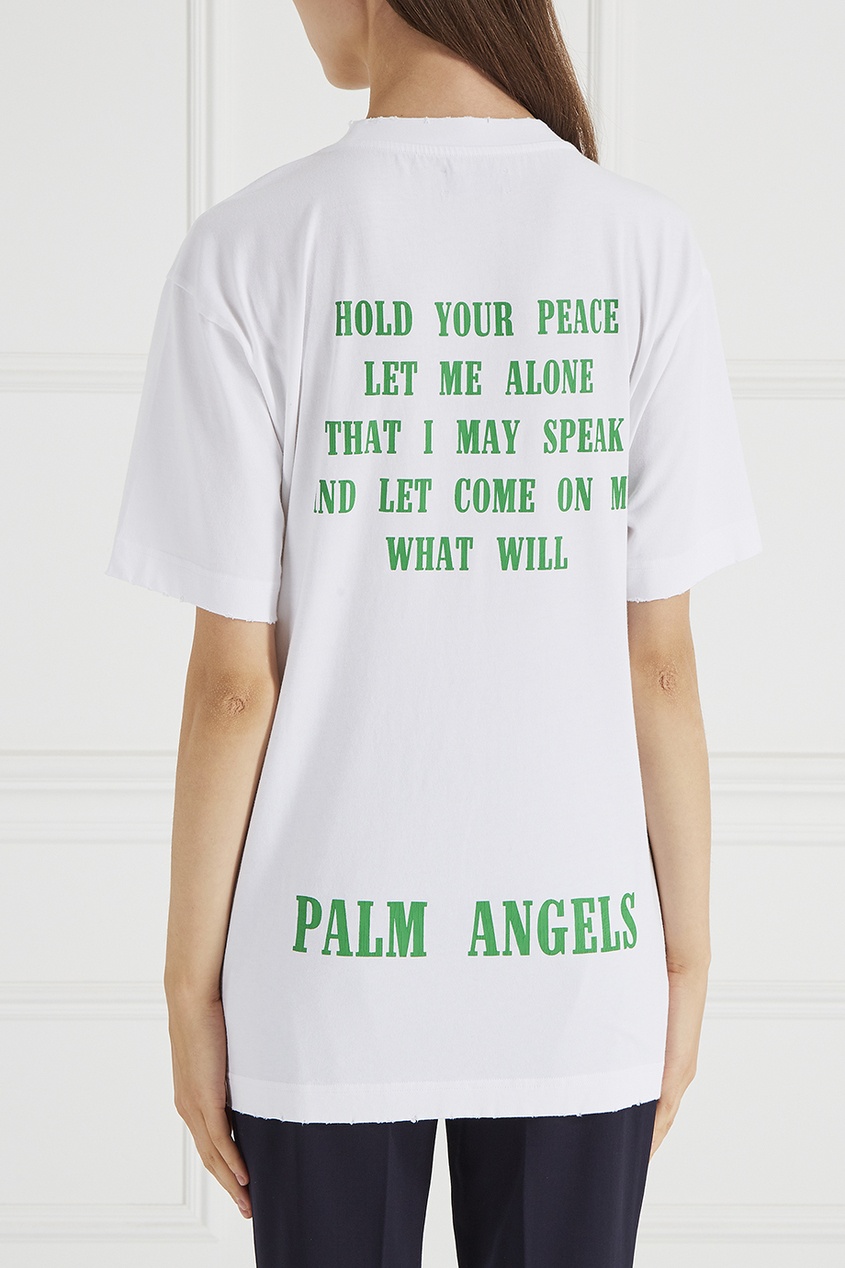фото Белая футболка с надписью palm angels