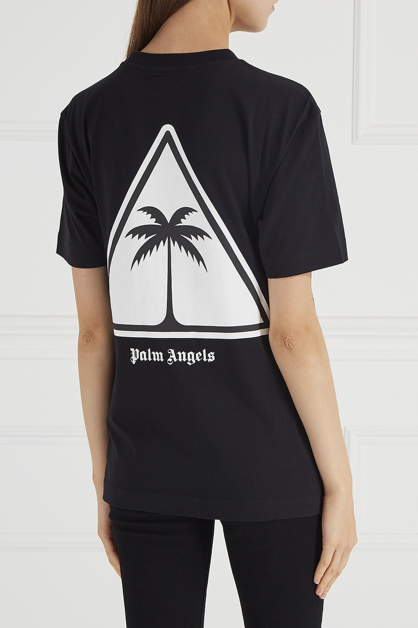 фото Хлопковая футболка с эмблемами palm angels