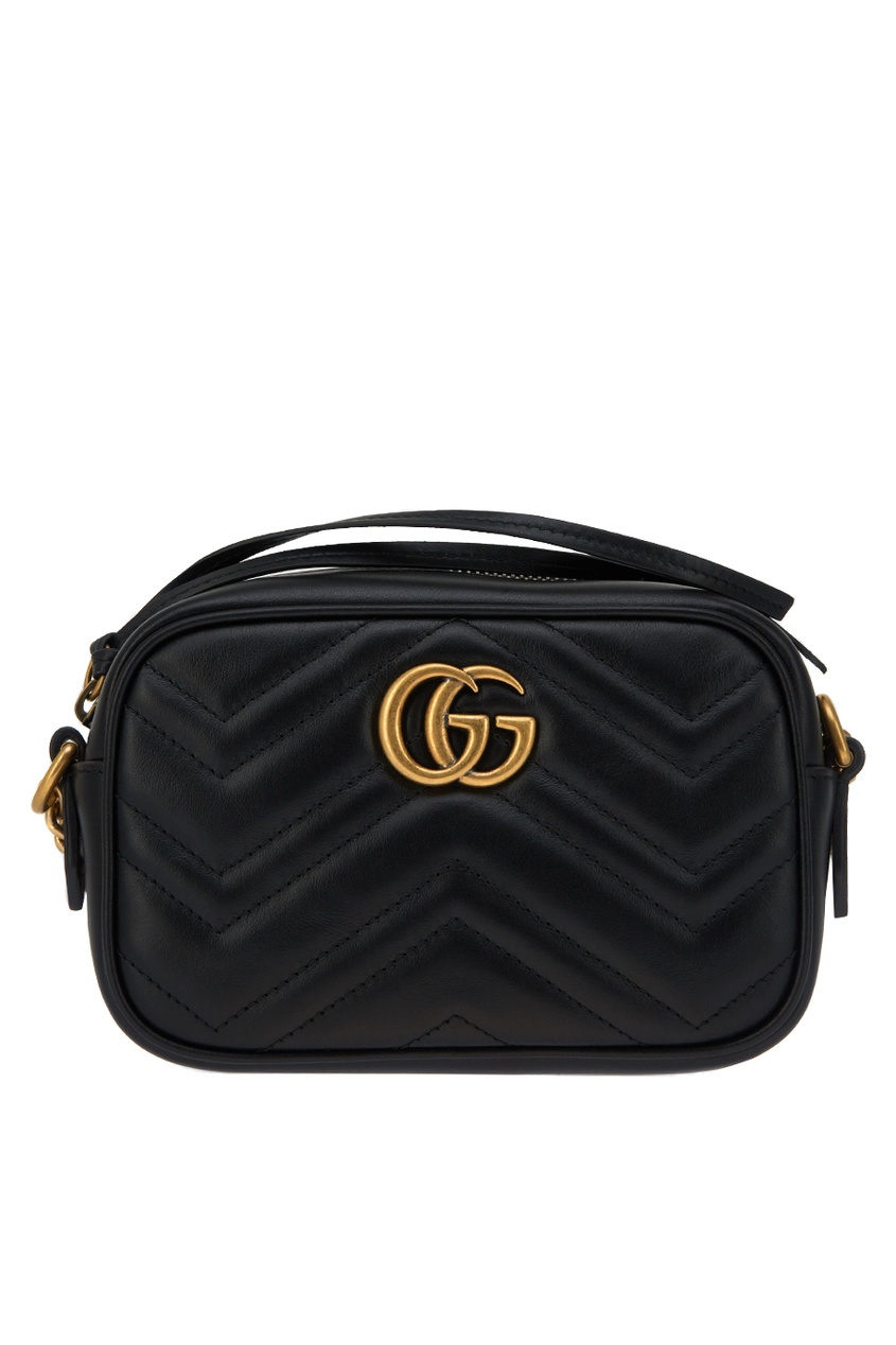 

Кожаная сумка GG Marmont с монограммой, Черный, Кожаная сумка GG Marmont с монограммой