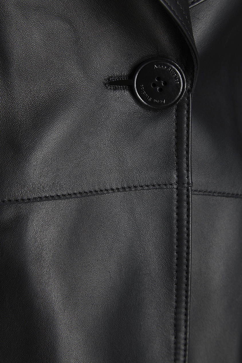 фото Кожаная куртка черная lannu acne studios