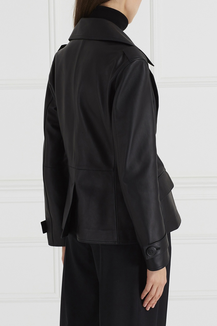 фото Кожаная куртка черная lannu acne studios