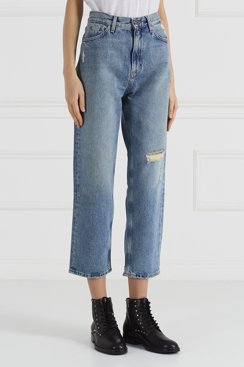 фото Укороченные джинсы с прорезями jeanne mih jeans