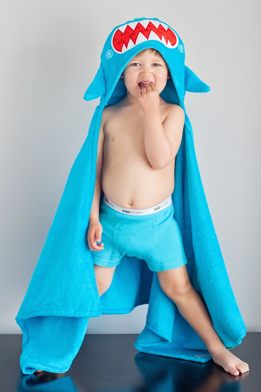 фото Голубое полотенце с капюшоном zoocchini