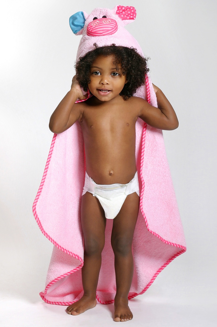 фото Розовое детское полотенце с капюшоном zoocchini
