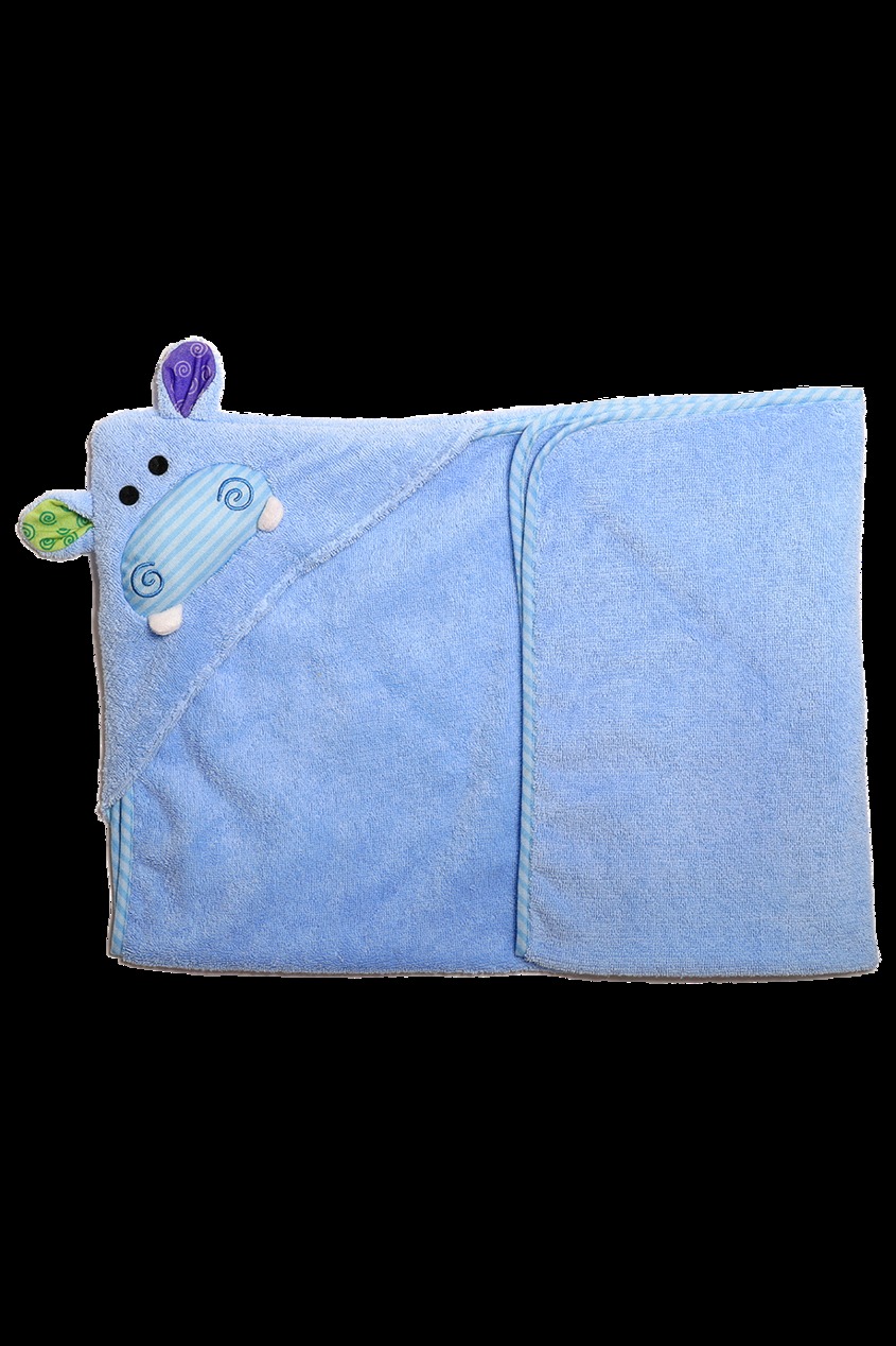 фото Голубое детское полотенце с капюшоном zoocchini