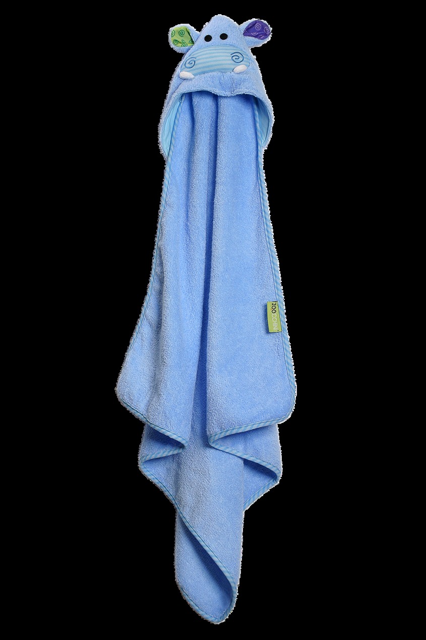 фото Голубое детское полотенце с капюшоном zoocchini