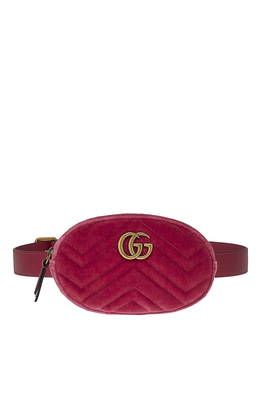 фото Бархатная поясная сумка gg marmont gucci