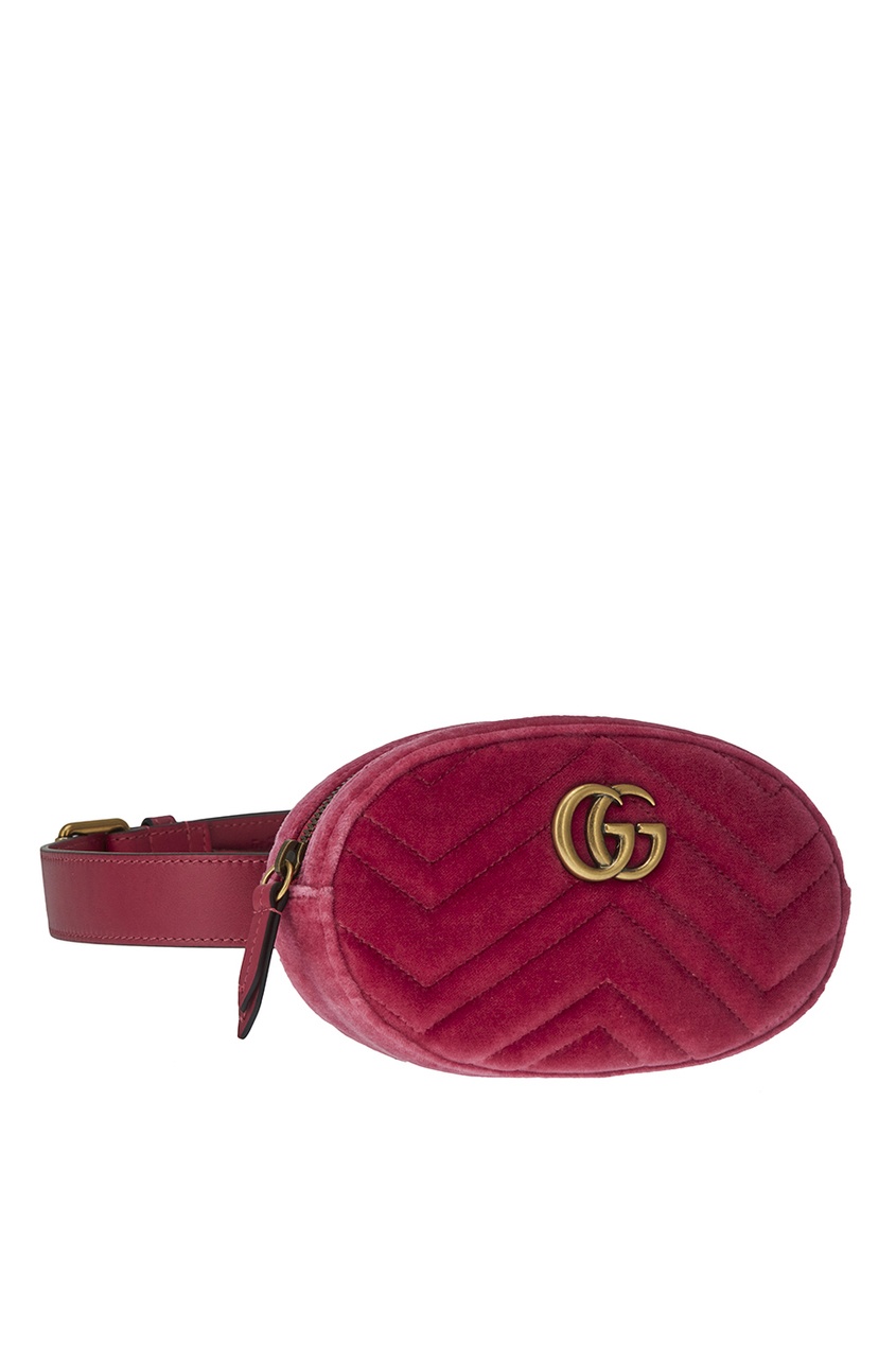 фото Бархатная поясная сумка gg marmont gucci