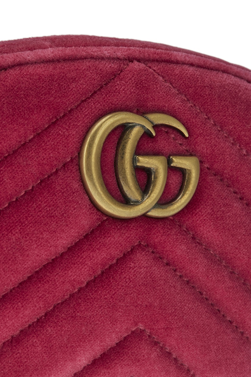 фото Бархатная поясная сумка gg marmont gucci