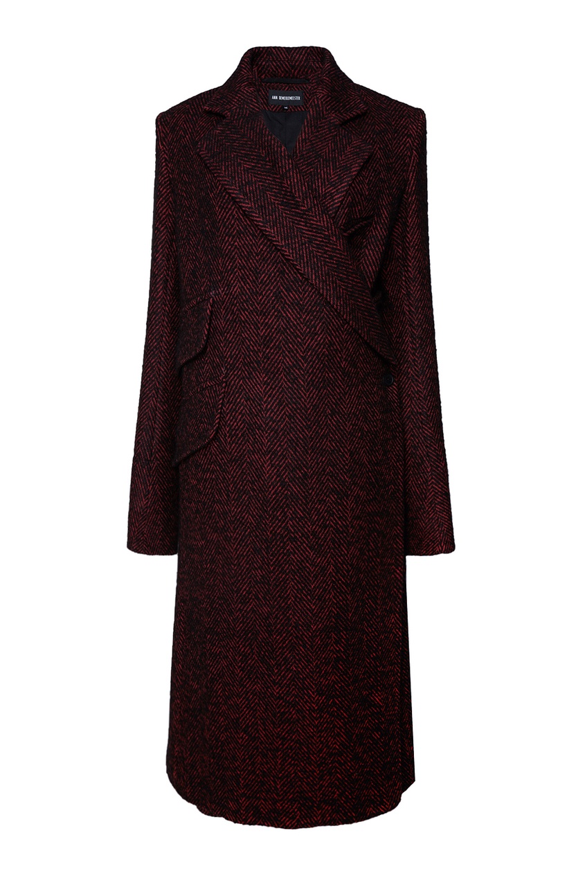 фото Бордовое пальто из хлопка и шерсти ann demeulemeester