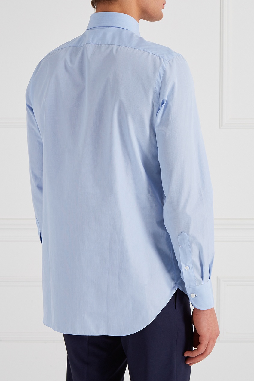 фото Голубая хлопковая рубашка cesare attolini