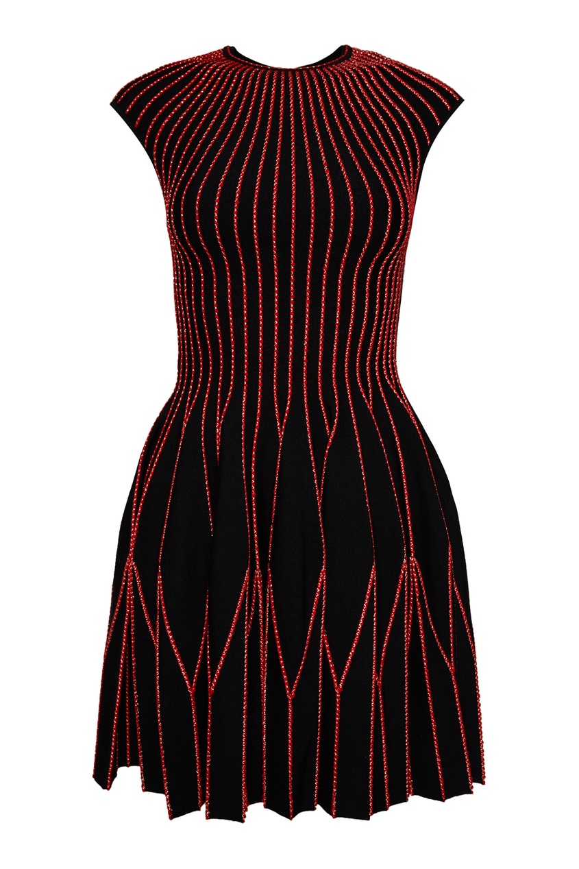фото Шерстяное платье с объемным декором alexander mcqueen