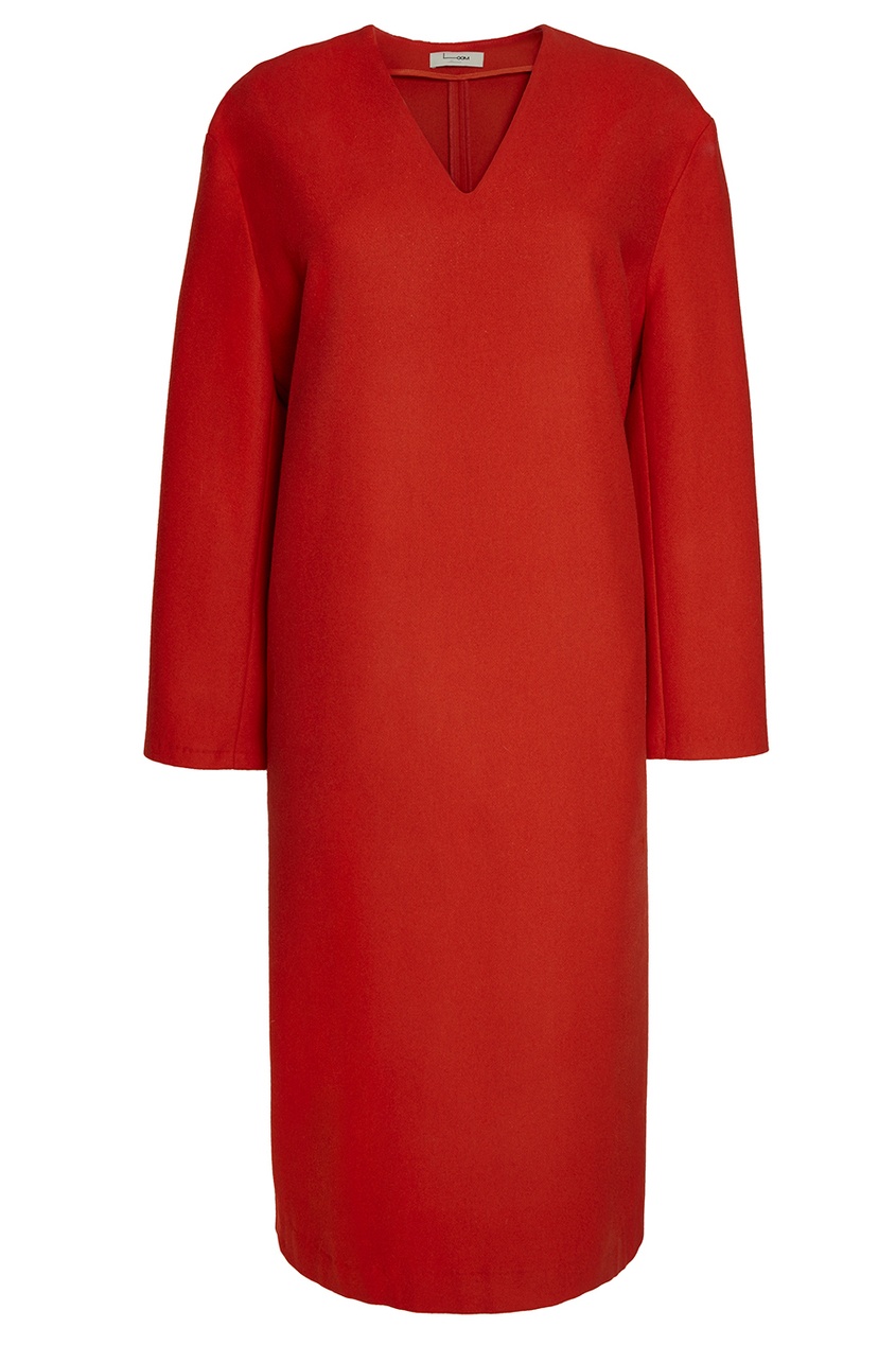 фото Красное платье из шерсти loom moscow