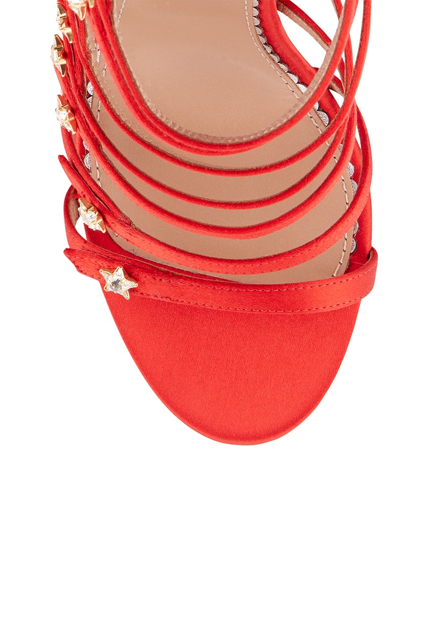 фото Босоножки из красного сатина crystal star sandal 105 aquazzura