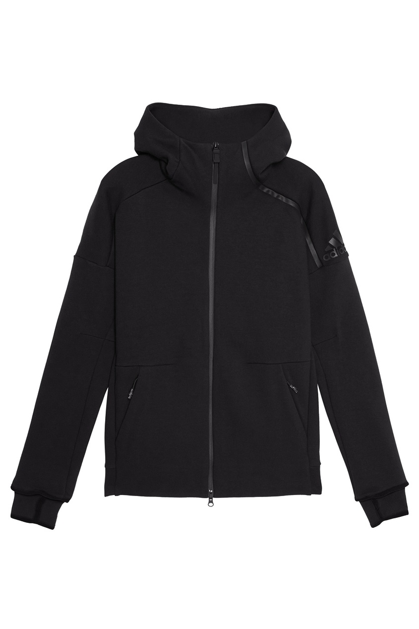 Хлопковое худи на молнии серое