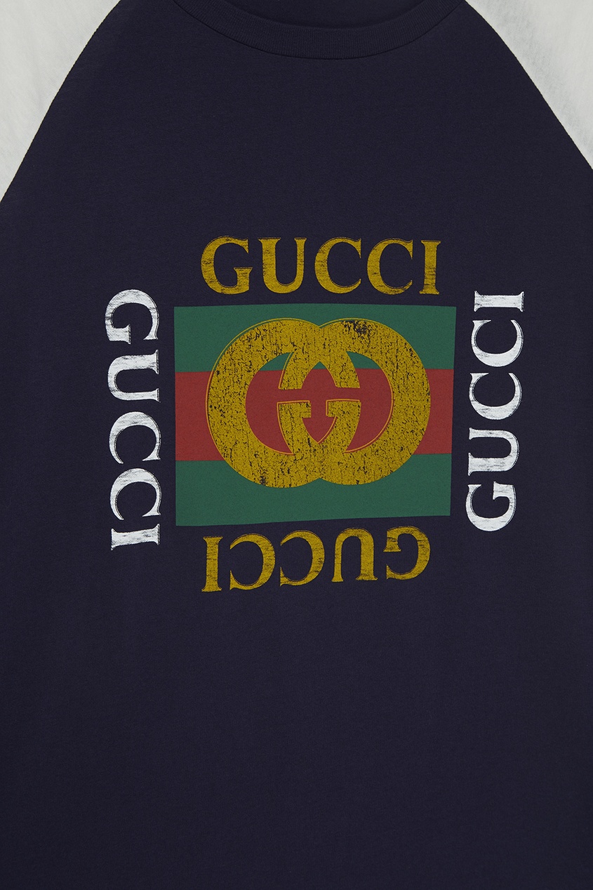 фото Контрастная футболка с принтом Gucci man