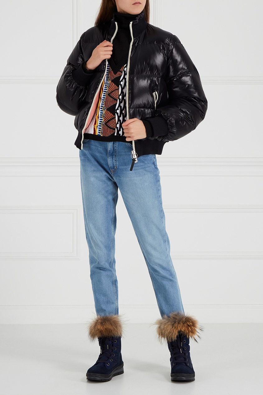 Синие стеганые ботинки