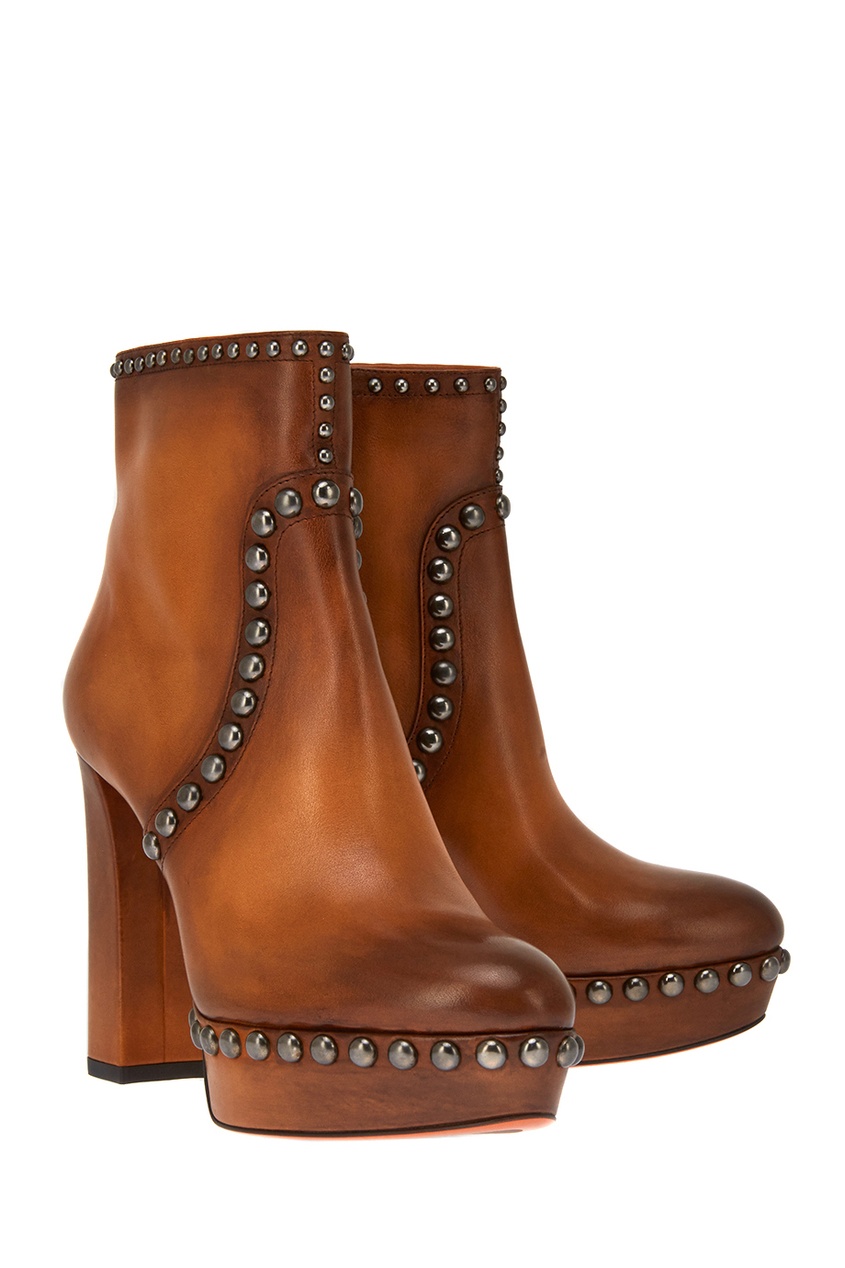 Кожаные ботильоны с отделкой