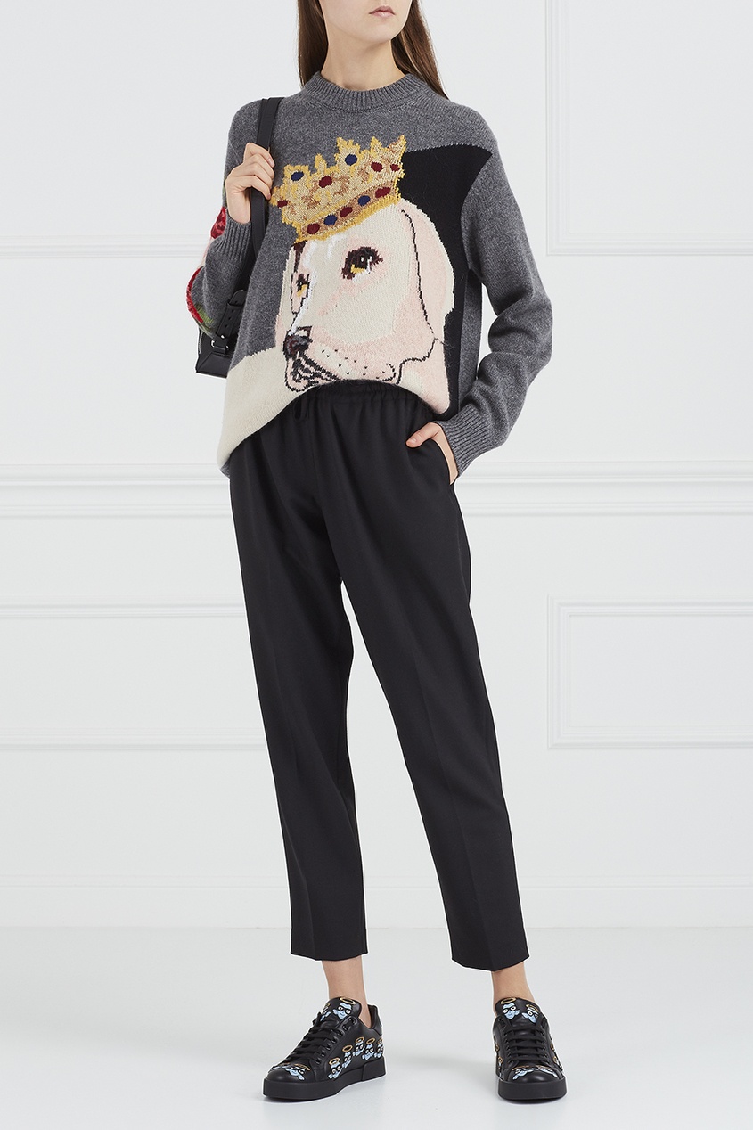 Кожаные кеды с аппликацией