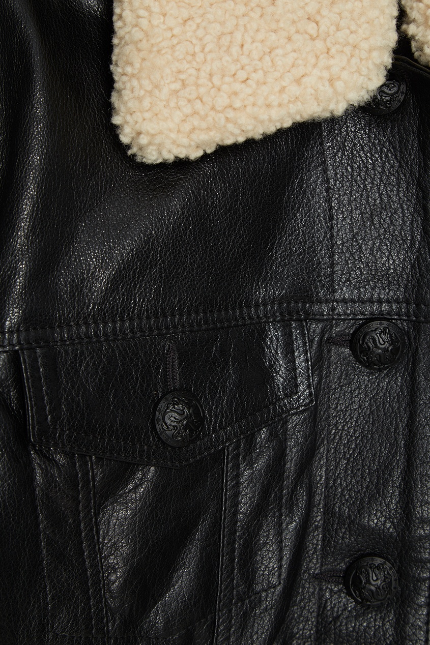 фото Кожаная куртка с воротником из овчины maison bohemique
