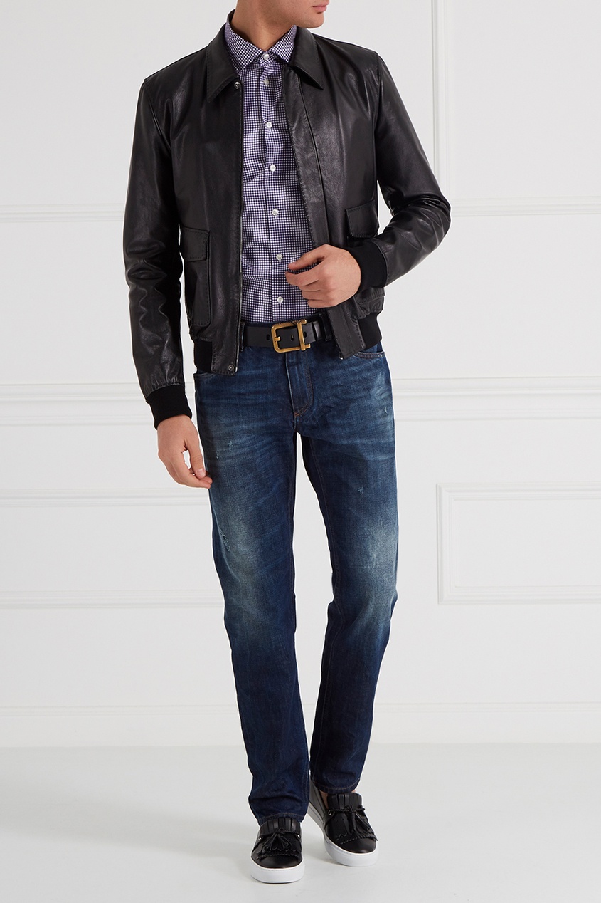 Кожаные слипоны с бахромой