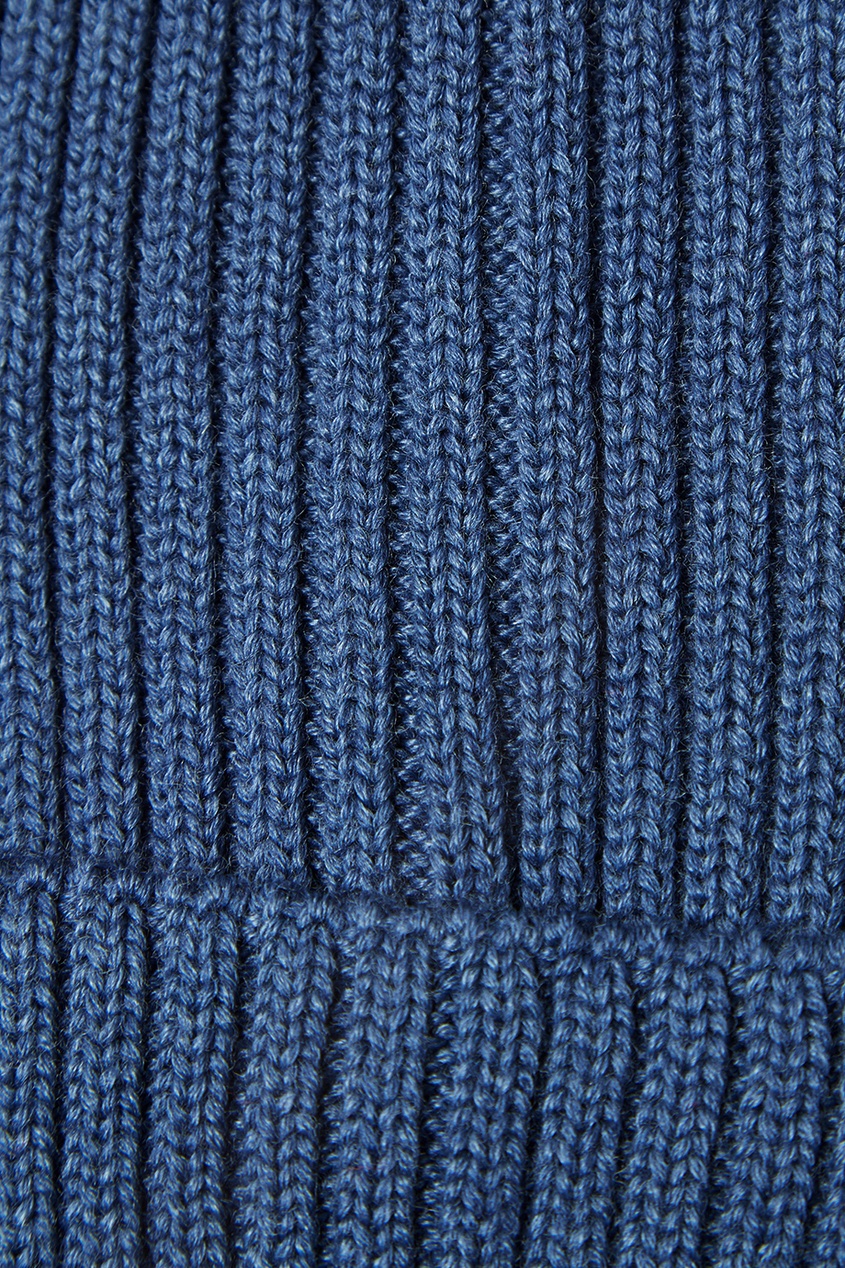 фото Синяя шапка-бини из полушерсти blank.moscow