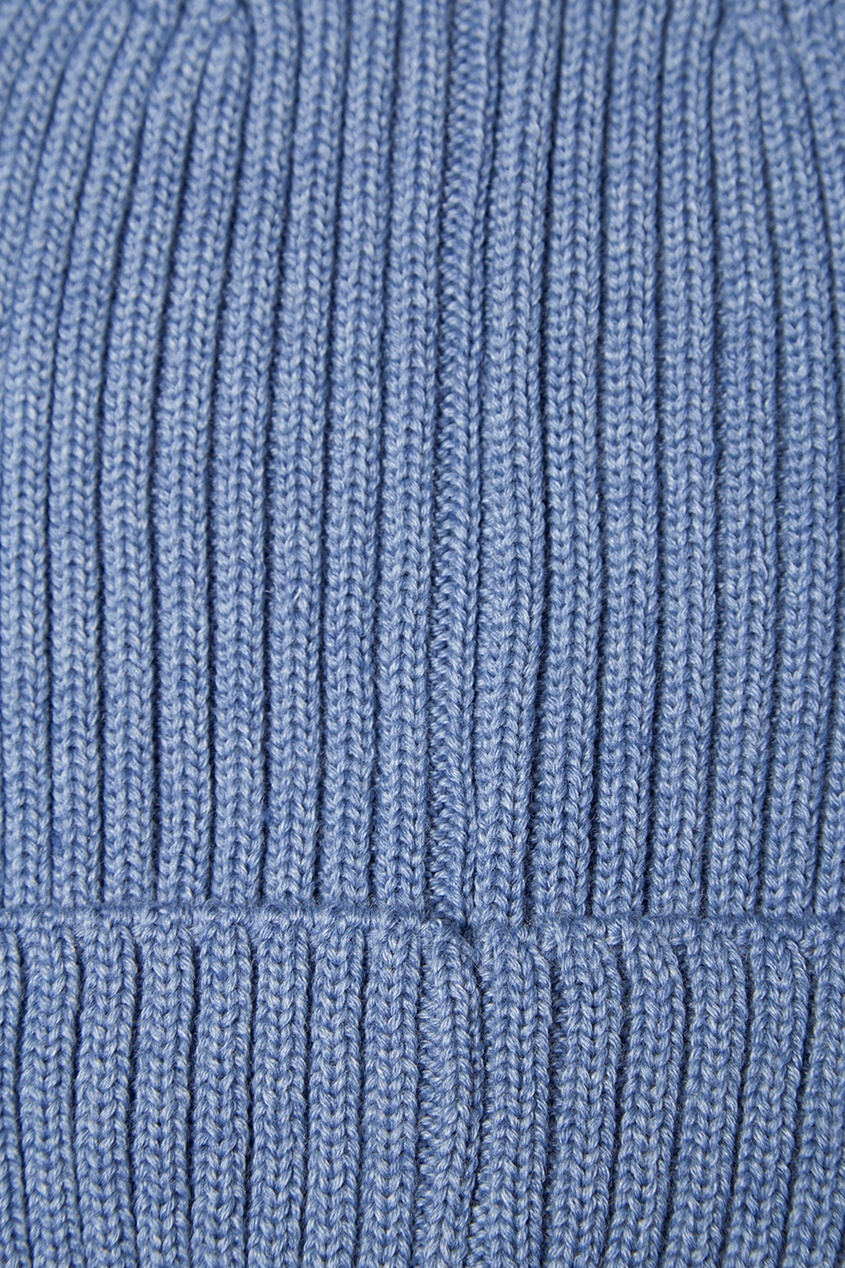 фото Голубая шапка-бини из полушерсти blank.moscow
