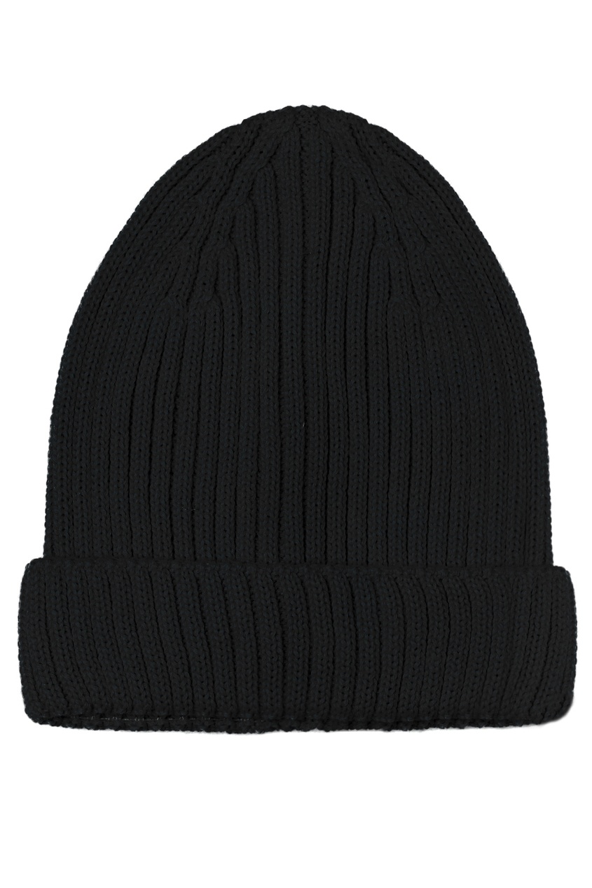 фото Черная шапка-бини из полушерсти blank.moscow