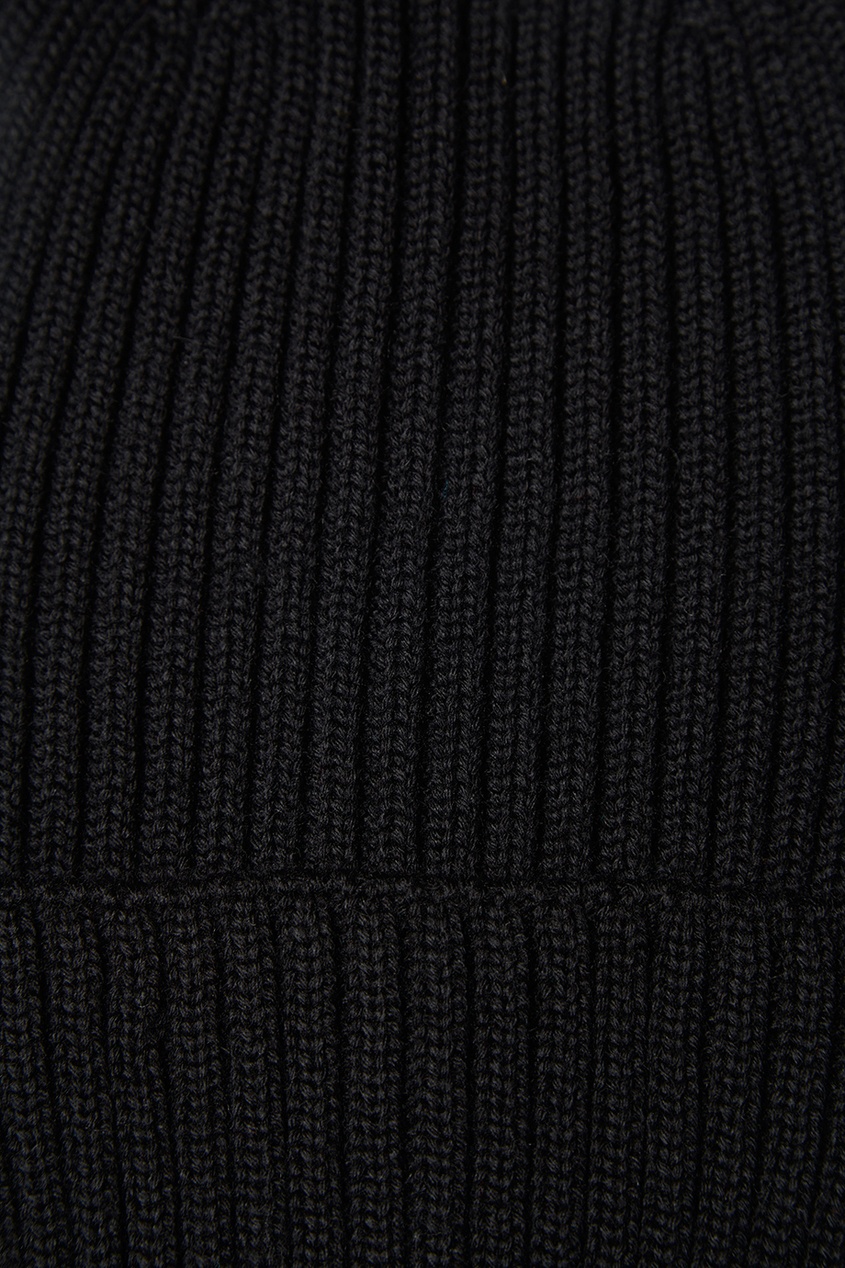 фото Черная шапка-бини из полушерсти blank.moscow